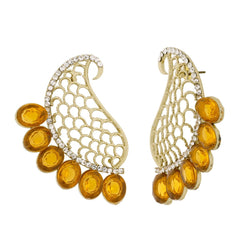 Designer Paisley Antique Rhodium Plated Brwon Earring For Women