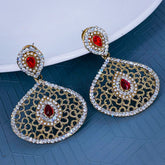 Filigree Pear Red Antique Rhodium Dangling Earring For Women