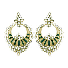 Chaand Bali Kundan Green Meenakari Earring For Women