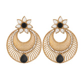 Chaand Bali Filigree Antique Rhodium Plated Black Earring For Women
