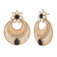 Chaand Bali Filigree Antique Rhodium Plated Black Earring For Women