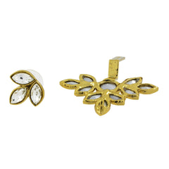 Flower Antique Gold Plated Ear Cuff Jacket Pair For Women