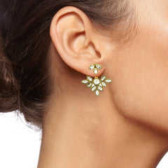 Flower Antique Gold Plated Ear Cuff Jacket Pair For Women