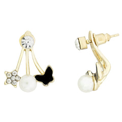 Butterfly Gold Plated Ear Cuff Jacket Pair Stud Earring For Women