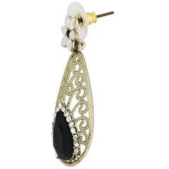 Pear Flower Filigree Antique Rhodium Pearl Black Earring For Women