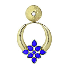 Turkish Gold Plated Dark Blue Pearl Designer Earring For Women