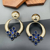 Turkish Gold Plated Dark Blue Pearl Designer Earring For Women