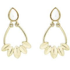 Italian Petal Pearl Gold Plated Dangling Earring For Women