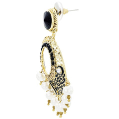 Chaand Bali Filigree Black Meenakari Kundan Pearl Earring For Women