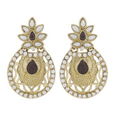Flower Filigree Antique Rhodium Pearl Black Earring For Women
