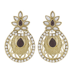 Flower Filigree Antique Rhodium Pearl Black Earring For Women