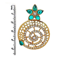 Filigree Flower Gold Plated Green American Diamond Earring For Women