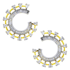 Chaand Crescent American Diamond Baguette 18K Gold Stud Earring