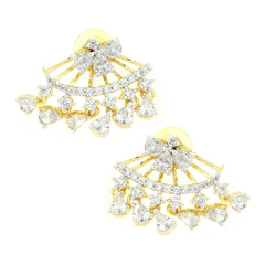 Flower Marquise American Diamond Cz Gold Dangling Earring For Women