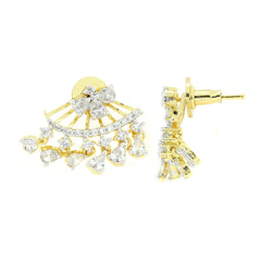 Flower Marquise American Diamond Cz Gold Dangling Earring For Women