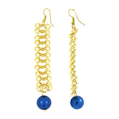 Italian Gold Plated Blue Dangling Earring For Women