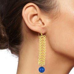 Italian Gold Plated Blue Dangling Earring For Women
