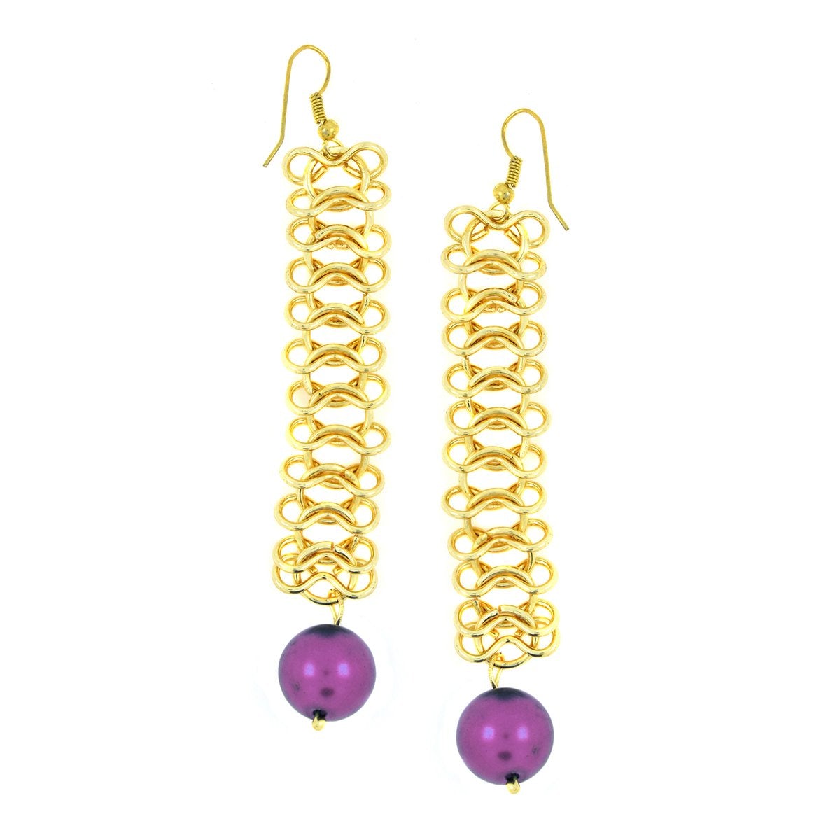 Italian Gold Plated Purple Dangling Earring For Women