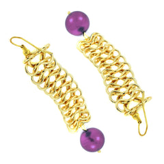 Italian Gold Plated Purple Dangling Earring For Women