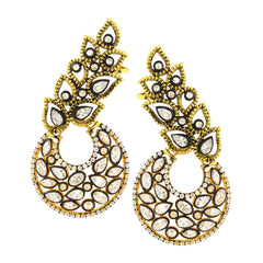 Flower Kundan Polki Gold Plated Chaand Bali Ear Cuff Earring