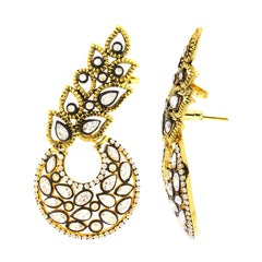 Flower Kundan Polki Gold Plated Chaand Bali Ear Cuff Earring