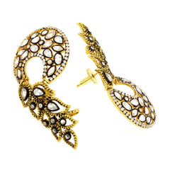 Flower Kundan Polki Gold Plated Chaand Bali Ear Cuff Earring