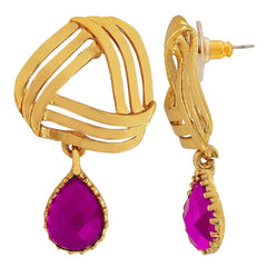 Filigree Flower Gold Plated Cz Purple Dangling Earring For Women
