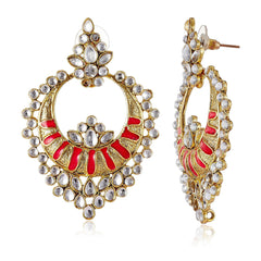 Chaand Bali Kundan Red Meenakari Earring For Women