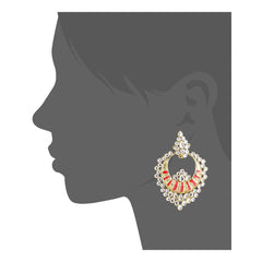 Chaand Bali Kundan Red Meenakari Earring For Women