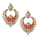 Chaand Bali Kundan Red Meenakari Earring For Women
