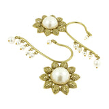 Sun Flower Pearl Antique Gold Plated Ear Cuff Pair Earring For Women