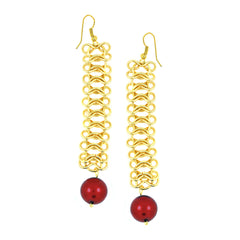 Italian Gold Plated Red Dangling Earring For Women
