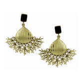 Designer American Diamond Spinal Black Antique Gold Dangling Earring