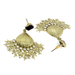 Designer American Diamond Spinal Black Antique Gold Dangling Earring