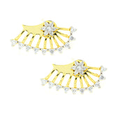 Flower 18K Gold Plated Ear Cuff Jacket Pair Stud Earring For Women