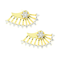 Flower 18K Gold Plated Ear Cuff Jacket Pair Stud Earring For Women
