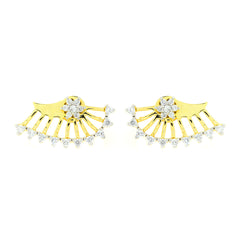 Flower 18K Gold Plated Ear Cuff Jacket Pair Stud Earring For Women