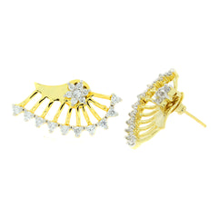 Flower 18K Gold Plated Ear Cuff Jacket Pair Stud Earring For Women