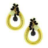 Designer Flower Gold American Diamond Black Off White Earring Women