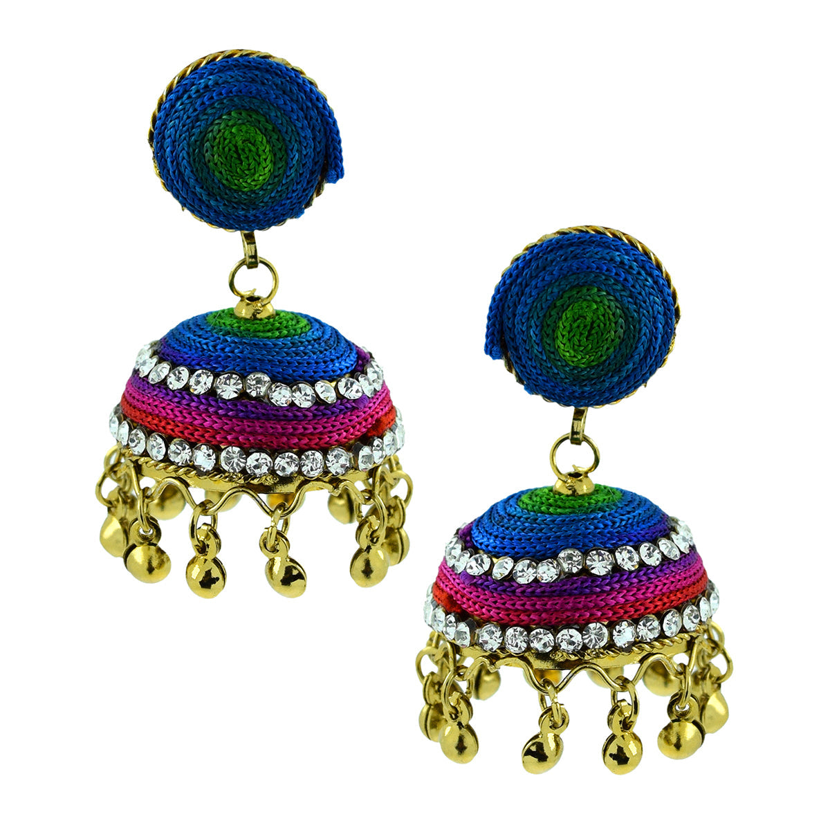 Handmade Thread Multi Colors Antique Gold Jhumki Earring For Women