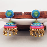 Handmade Thread Multi Colors Antique Gold Jhumki Earring For Women
