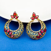 Chaand Bali Gold Sapphire Pink American Diamond Cz Jhumki Earring