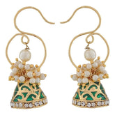 Green Meenakari Gold Plated Pearl Jhumki Earring For Women