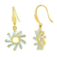 Flower Baguette Cz Gold Plated Daily Wear Earring For Women