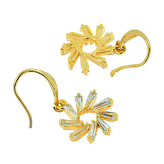 Flower Baguette Cz Gold Plated Daily Wear Earring For Women