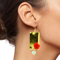 Daily Dangling Gold Plated Rose Pearl Earring For Women