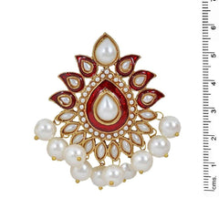 Traditional Gold Plated Red Maroon Meenakari Pearl Festive Earring