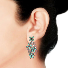 Floral Blue Green Kundan Gold Dangling Delicate Earring For Women