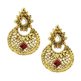 Traditional Chand Bali Ruby Antique 22K Gold Plated Earring For Women