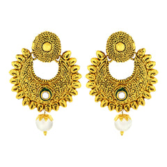Traditional Antique 22K Gold Plated Chand Bali Earring For Women